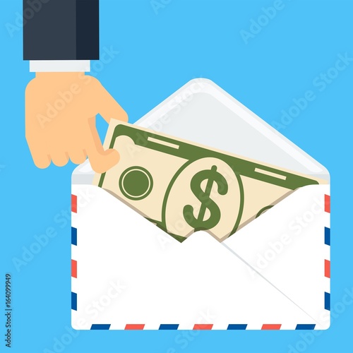 hand keep banknote in envelope