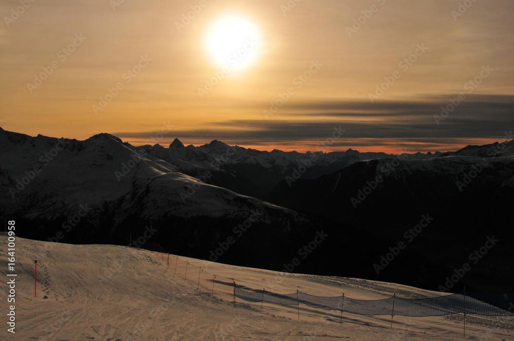 Davoser Berge bei Sonnenuntergang  |  Swiss Alps: Jakobshorn, Davos, sunset