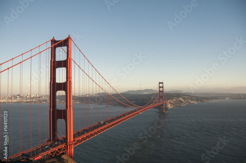 View of the golden gate bridge at sunset