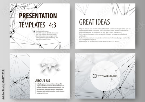 Set of business templates for presentation slides. Easy editable abstract vector layouts in flat design. DNA and neurons molecule structure. Medicine, science, technology concept. Scalable graphic.