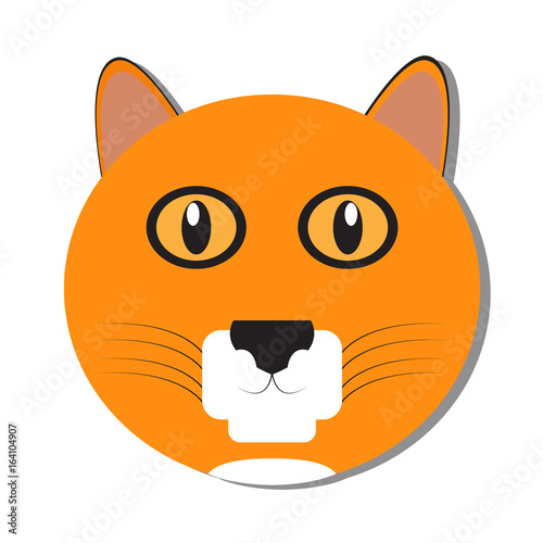 Isolated cute cat face on a white background  Vector illustration