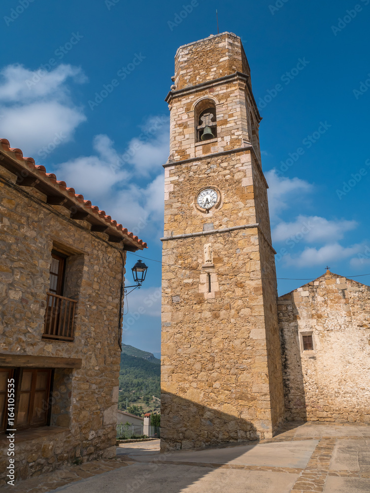 The church in the small village El Ballestar in the Tinenca de Benifassa area of Castellon Spain.
