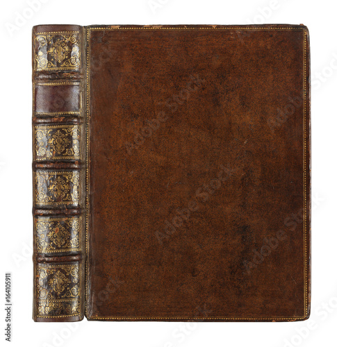 old book with vintage cover and beautiful leather binding