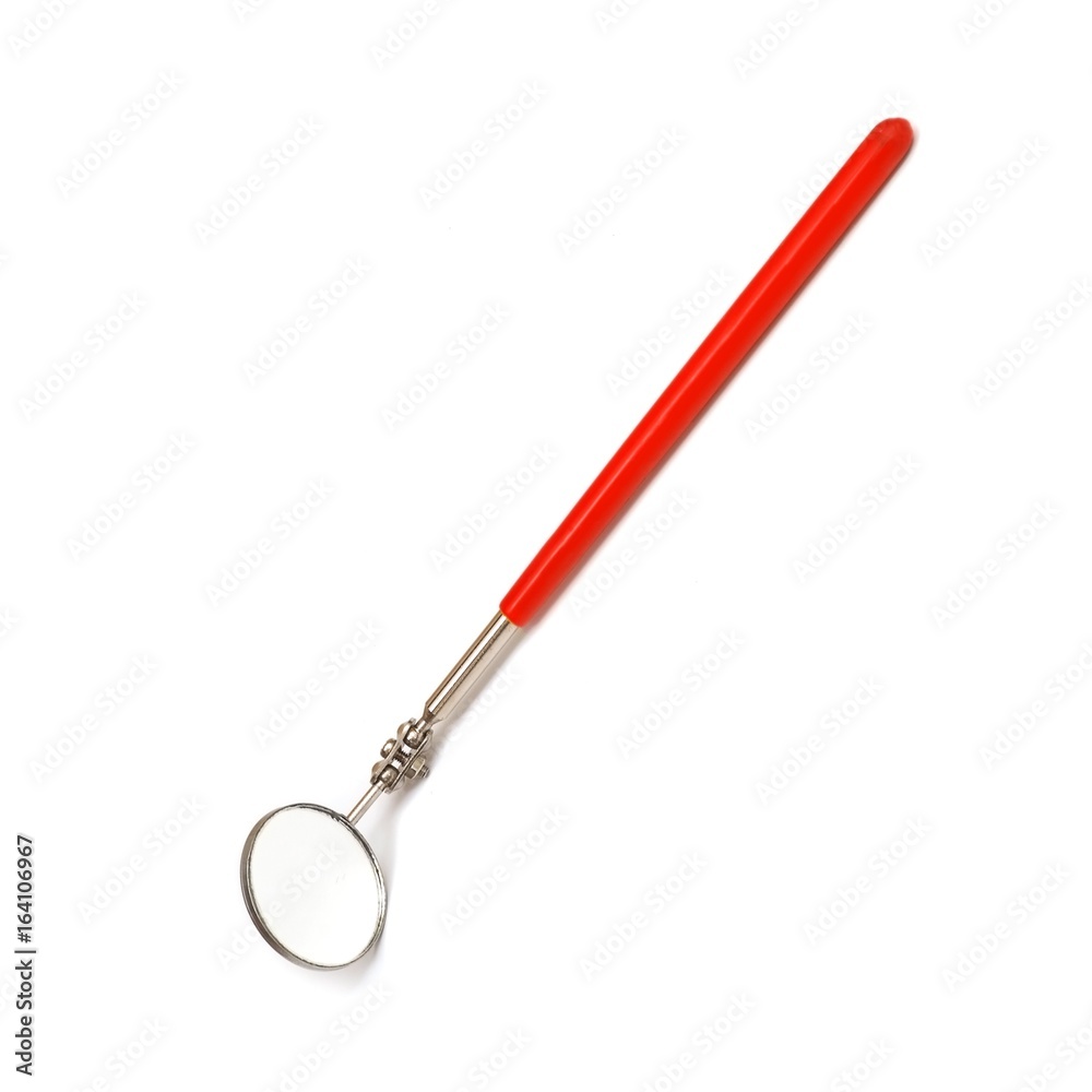 Technical mirror with handle on white background