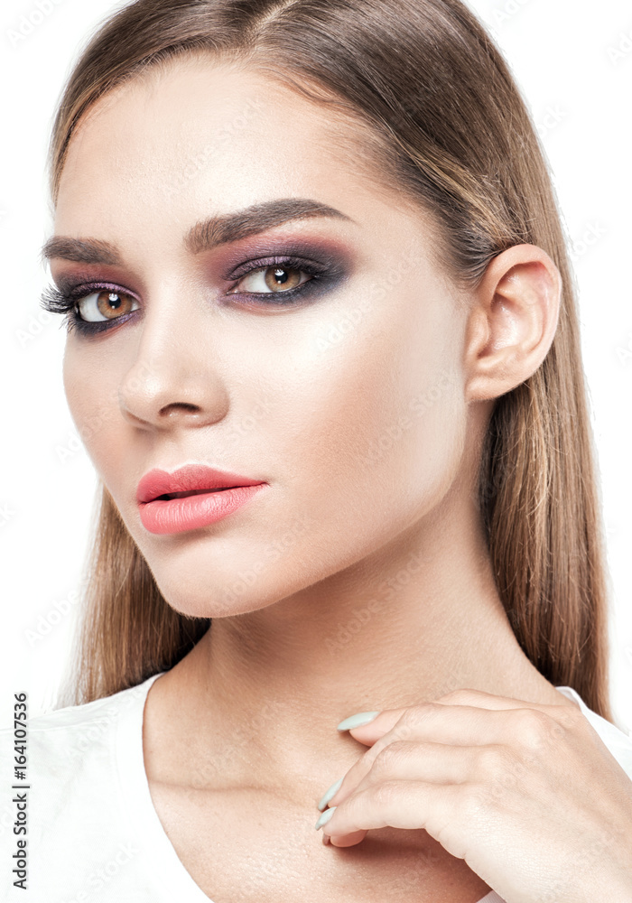 Beauty portrait of young girl with makeup. Beauty portrait of young girl with makeup.