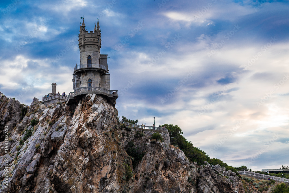 Castle on the edge of a cliff near the sea, Castle of swallows nests in the Crimea