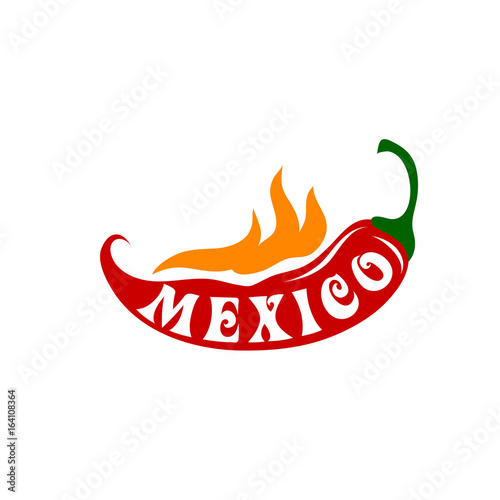 Chili peppper hot fire for Mexico vector icon