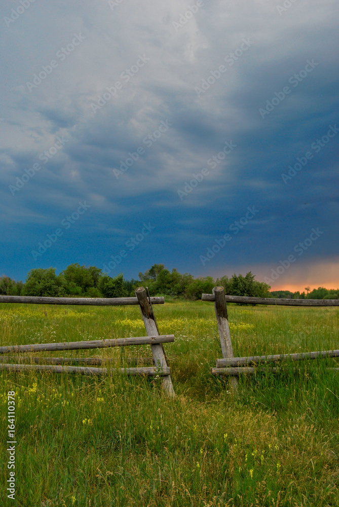 Open fence in field Open fence in field