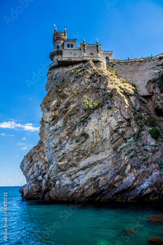 Castle Swallow S Nest Near Yalta In Crimea, Castle on the edge of a cliff near the sea photo