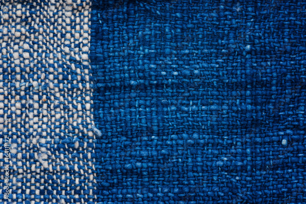 Fototapeta premium Close-up blue canvas background and textured