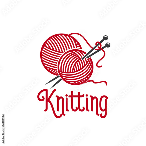 Knitting vector ionc of knit pins and wool clew