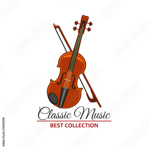 Classic orchestra concert violin vector icon