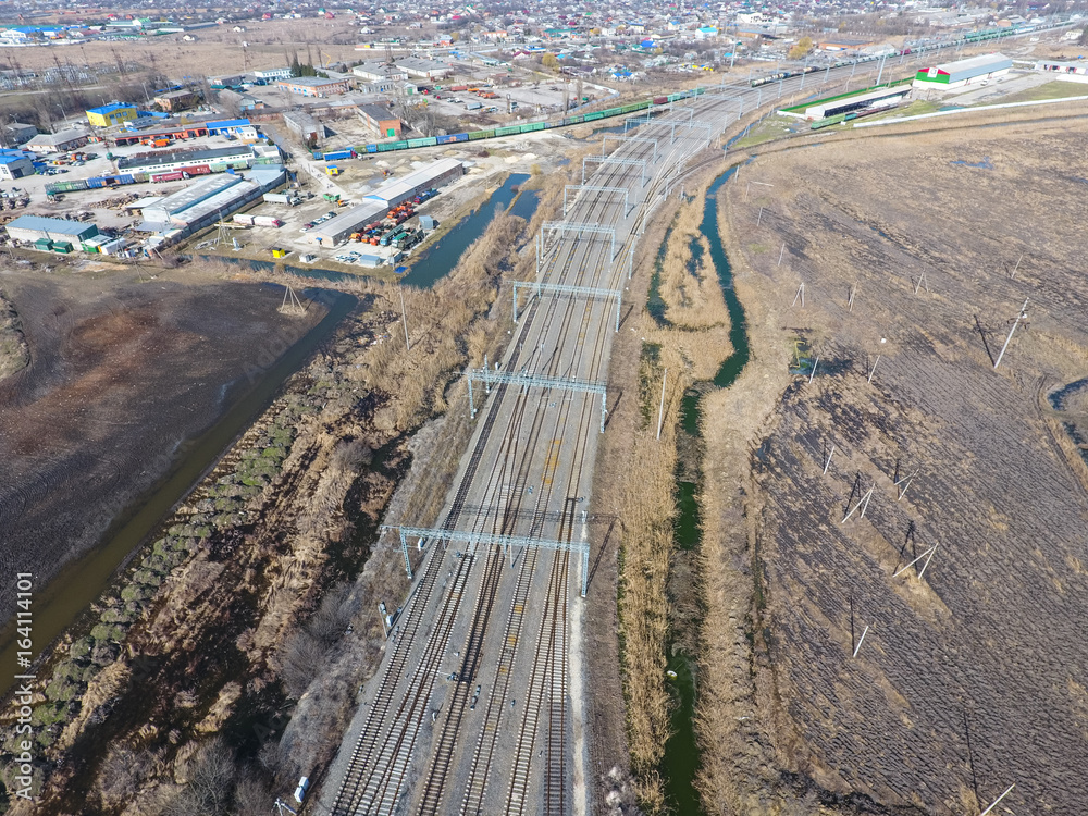 Top view of the railway and the surrounding area.
