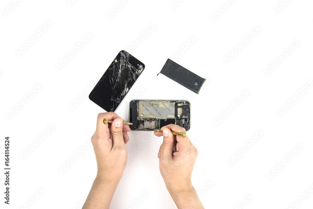Phone Repair isolated on white background Phone Repair isolated on white background