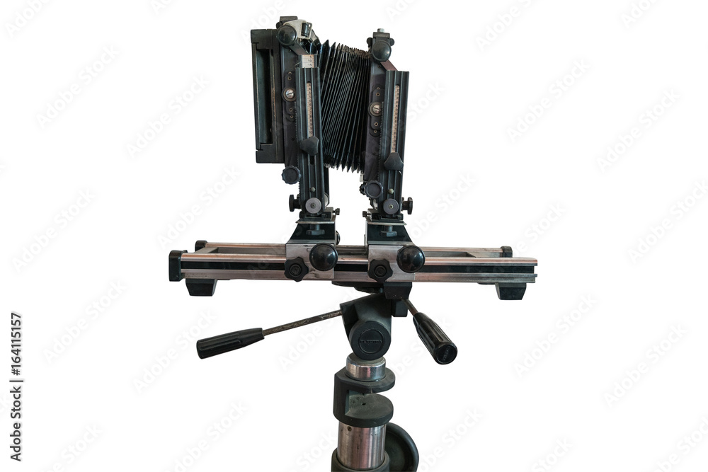 Naklejka premium Big old camera isolated on white background with clipping path