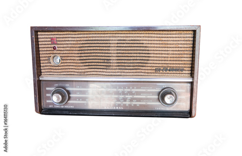 Antique brown radio isolated on white background with clipping path