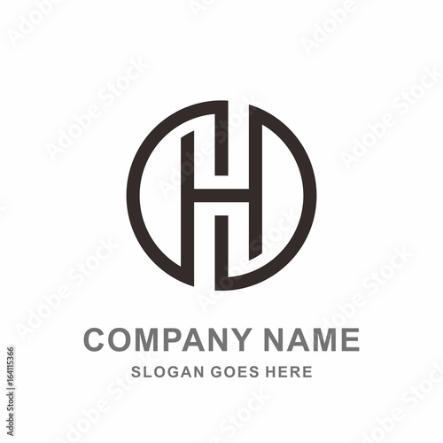 Monogram Letter H Geometric Infinity Circle  Architecture Interior Construction Business Company Stock Vector Logo Design Template
