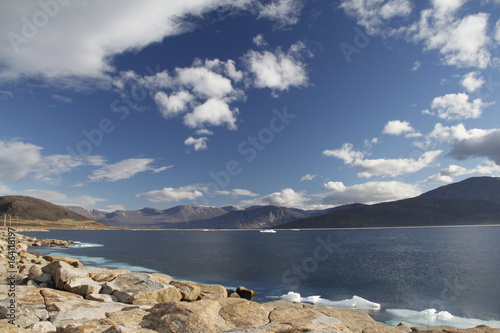 Beautiful view of the bay near Qikiqtarjuaq, Broughton Island, Nunavut Canada photo