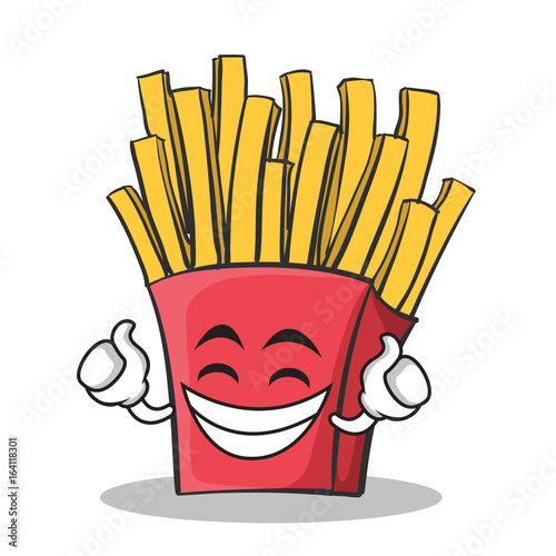 Proud face french fries cartoon character