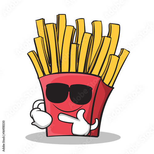 Super cool french fries cartoon character