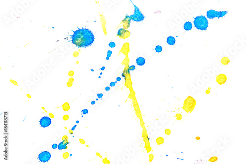 Abstract yellow blue ink splash