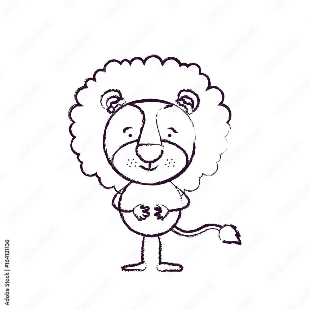 blurred silhouette caricature of cute lion happiness expression with hands closed vector illustration blurred silhouette caricature of cute lion happiness expression with hands closed vector illustration