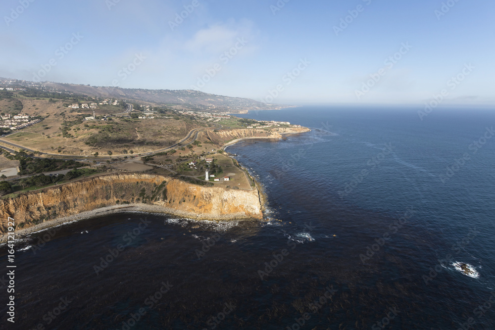Aerial view Vincent Point in the Rancho Palos Verdes area of Los Angeles County, California.  