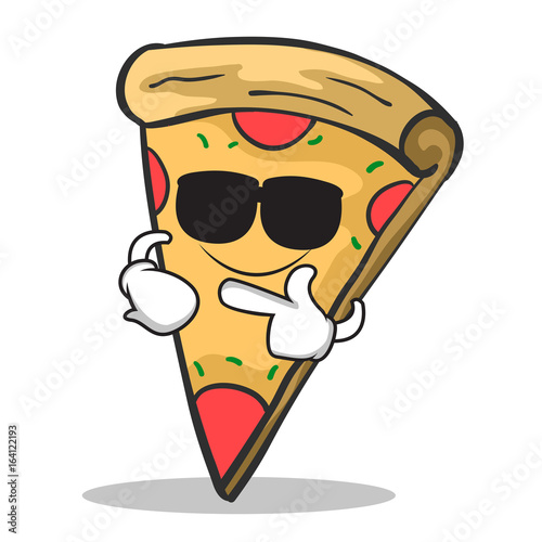Super cool pizza character cartoon