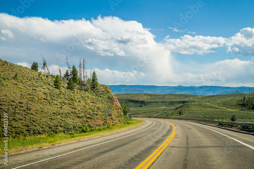 Picturesque highway. Journey to the Rocky Mountain National Park photo