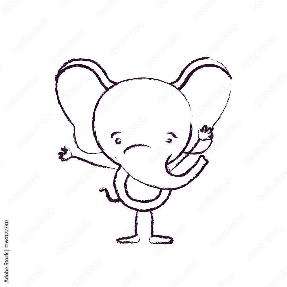 blurred silhouette caricature of cute elephant happiness expression with hands up vector illustration blurred silhouette caricature of cute elephant happiness expression with hands up vector illustration