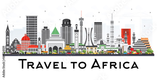 Africa Skyline with Famous Landmarks.
