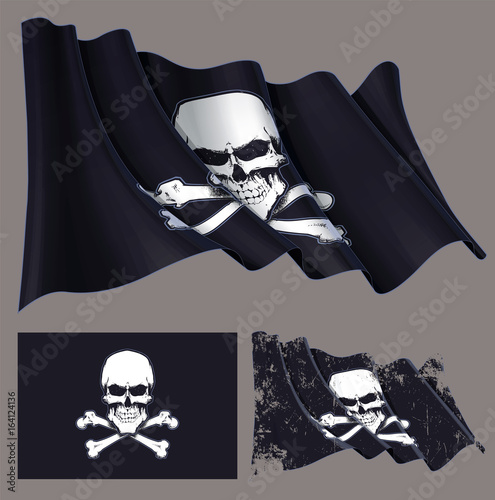 Waving Pirate Flag Skull and Bones