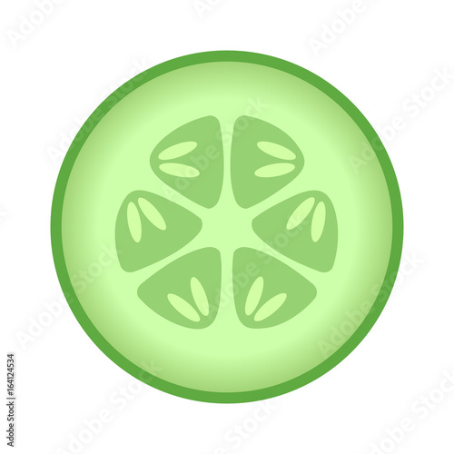 Cucumber slice cross section with seeds flat vector color icon for food apps and websites