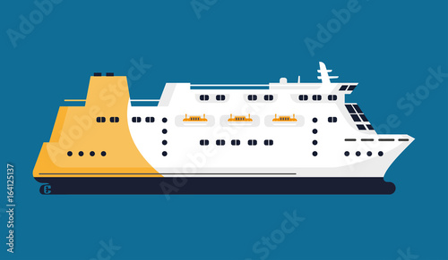 Passenger liner isolated on blue background graphic poster