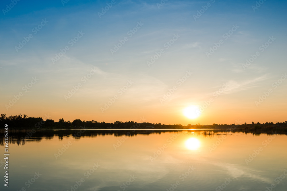 sunset on the lake landscape