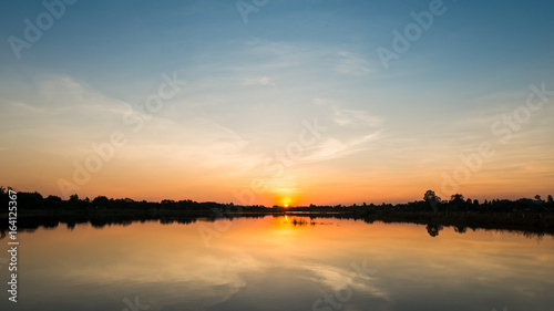 sunset on the lake landscape © songdech17