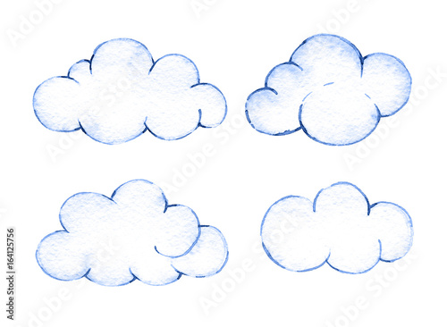Watercolor clouds. Illustration for creating invitations, paper products, party decorations, printable, greetings cards, posters, stationery,  stickers, clothes