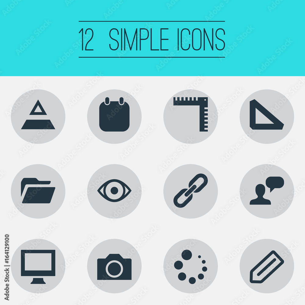 Vector Illustration Set Of Simple Icon Icons. Elements Hierarchy