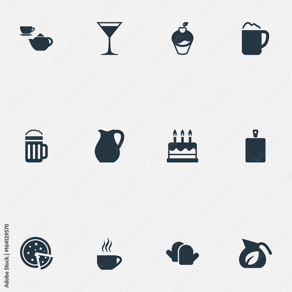 Vector Illustration Set Of Simple Gastronomy Icons. Elements Vase