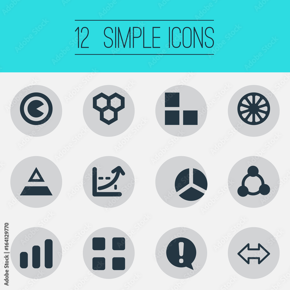 Vector Illustration Set Of Simple Chart Icons. Elements Segmentation, Segment, Reverse Arrows