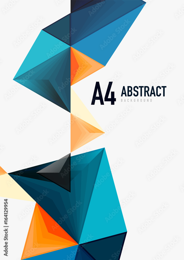 Triangular low poly vector a4 size geometric abstract template Triangular low poly vector a4 size geometric abstract template