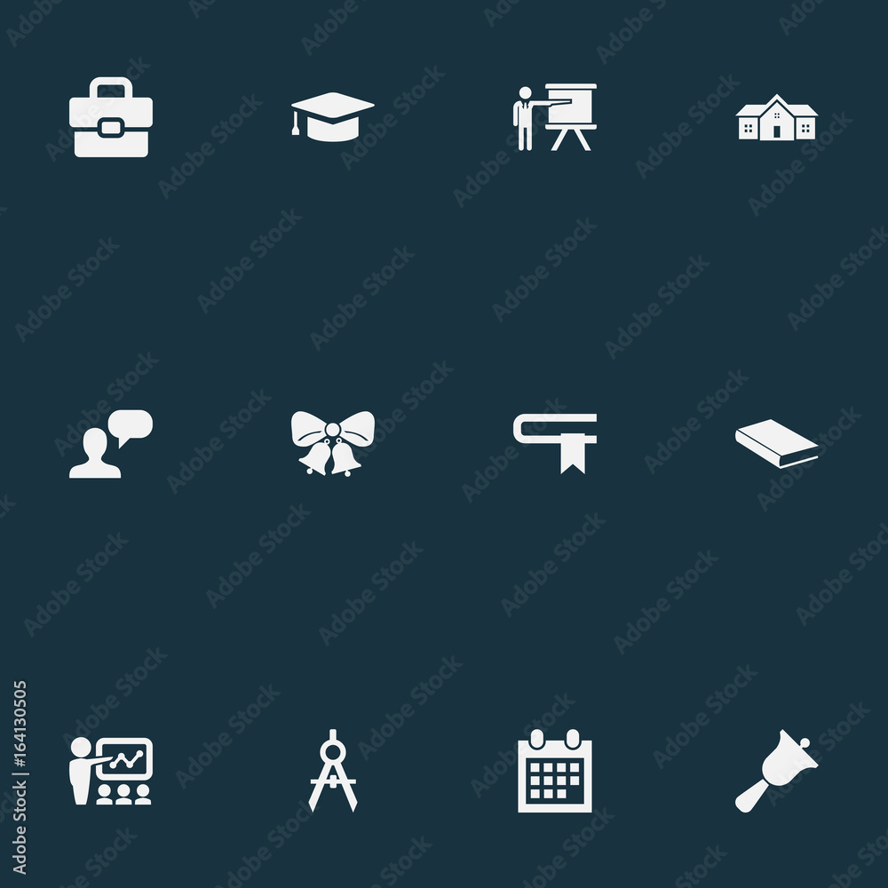 Vector Illustration Set Of Simple School Icons. Elements Lecture