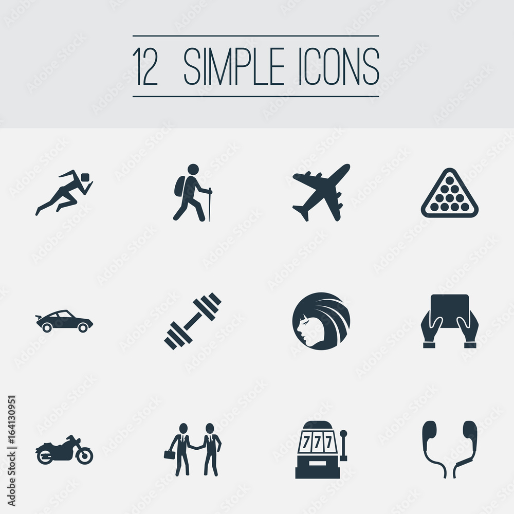 Vector Illustration Set Of Simple Health Icons. Elements Vintage  Automobile, Leisure, Jogging And Other Synonyms Climbing, Backpacker And  Retro. Stock Vector | Adobe Stock