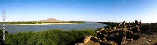 Ruined fortress at the Sai island at Nile river, Sudan photo