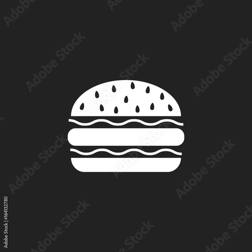 Burger fast food flat vector icon. Hamburger symbol logo illustration.