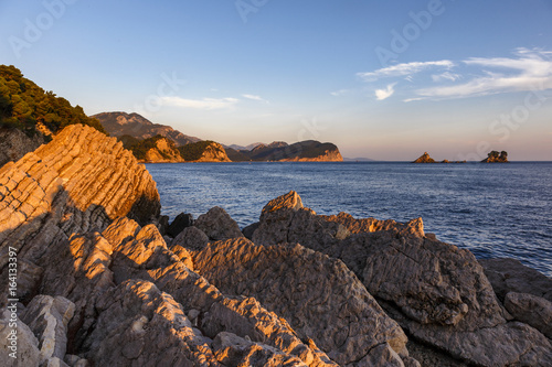 Sunset in Montenegro on the sea. photo