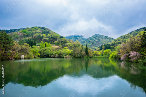 The reflection of the water is beautiful Korean reservoir Hwasun Selyangji.