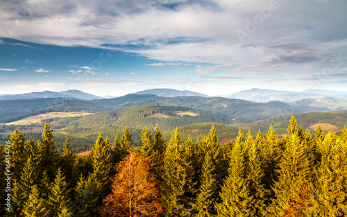 Mountainous countryside in northwest Bohemia  view of Beskydy Mountains  Czech republic  Europe.