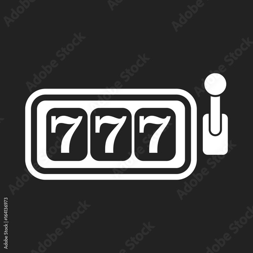 Casino slot machine flat vector icon. 777 jackpot illustration pictogram.