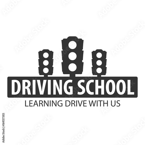 Driving school logo and emblem template. Auto education. Vector illustration.